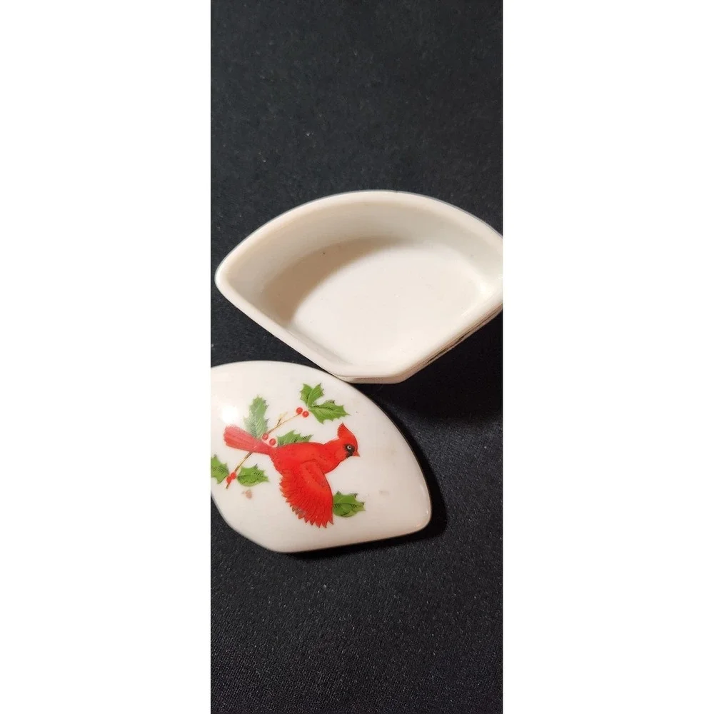 Cardinal Trinket Box Ceramic Jewelry Box Holiday Decor Christmas Gift